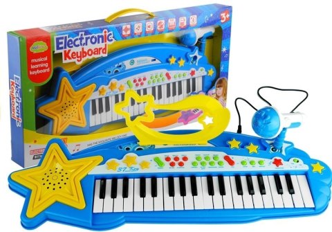 Duży Keyboard 37 Klawiszy MP3 + Mikrofon Niebieski Duży Keyboard 37 Klawiszy MP3 + Mikrofon Niebieski