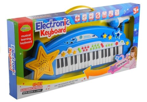 Duży Keyboard 37 Klawiszy MP3 + Mikrofon Niebieski Duży Keyboard 37 Klawiszy MP3 + Mikrofon Niebieski