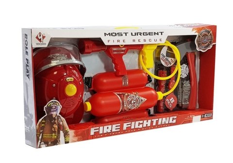 DUŻY Zestaw Strażaka Kask KAMIZELKA Gaśnica + Kanister