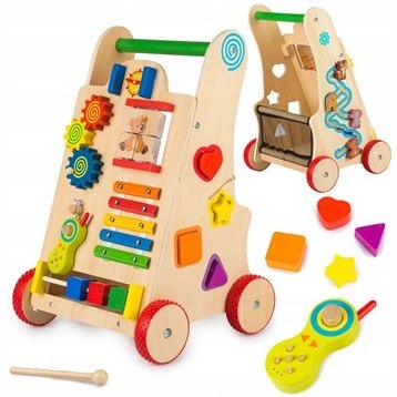 Pchacz chodzik drewniany kostka edukacyjna 6w1