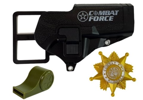 Zestaw Policyjny Pistolet 20cm Odznaka Gwizdek Kabura Efekty Świetlne Dźwięk Zestaw Policyjny Pistolet 20cm Odznaka Gwizdek Kabura Efekty Świetlne Dźwięk