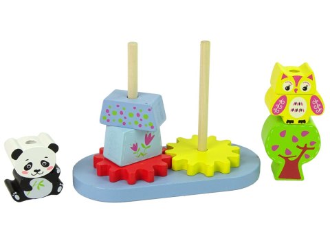 Drewniane Zwierzątka Sorter Sowa Panda Koła Zębate Drewniane Zwierzątka Sorter Sowa Panda Koła Zębate