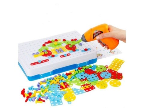 Edukacyjna Układanka,Puzzle,Klocki Kreatywna Mozaika, Wkrętarka 151 El Zestaw Konstrukcyjny Edukacyjna Układanka,Puzzle,Klocki Kreatywna Mozaika, Wkrętarka 151 El Zestaw Konstrukcyjny
