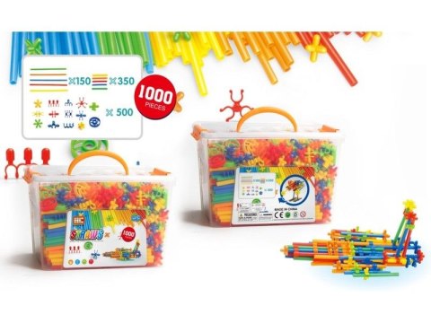 Słomki Konstrukcyjne, Klocki , Patyczki 1000 El, Kuferek, 3D Nowa Wersja Słomki Konstrukcyjne, Klocki , Patyczki 1000 El, Kuferek, 3D Nowa Wersja
