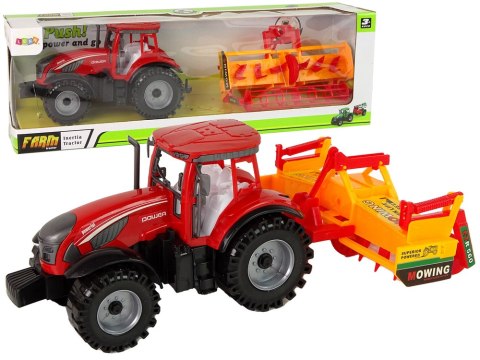 Czerwony Traktor z Pomarańczowym Kultywatorem Napęd Czerwony Traktor z Pomarańczowym Kultywatorem Napęd