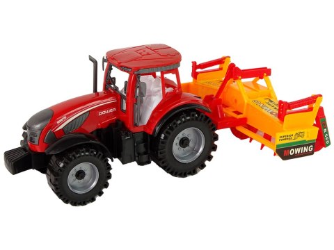 Czerwony Traktor z Pomarańczowym Kultywatorem Napęd Czerwony Traktor z Pomarańczowym Kultywatorem Napęd