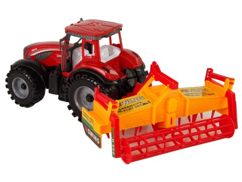 Czerwony Traktor z Pomarańczowym Kultywatorem Napęd Czerwony Traktor z Pomarańczowym Kultywatorem Napęd
