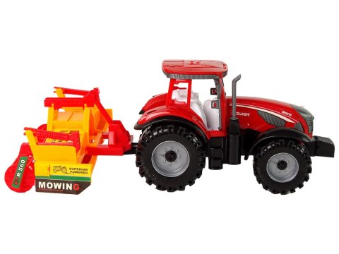 Czerwony Traktor z Pomarańczowym Kultywatorem Napęd Czerwony Traktor z Pomarańczowym Kultywatorem Napęd