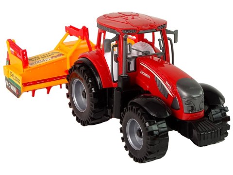 Czerwony Traktor z Pomarańczowym Kultywatorem Napęd Czerwony Traktor z Pomarańczowym Kultywatorem Napęd