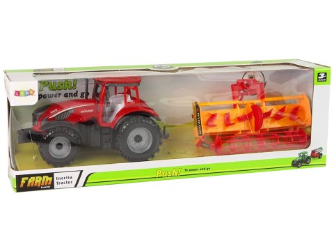 Czerwony Traktor z Pomarańczowym Kultywatorem Napęd Czerwony Traktor z Pomarańczowym Kultywatorem Napęd
