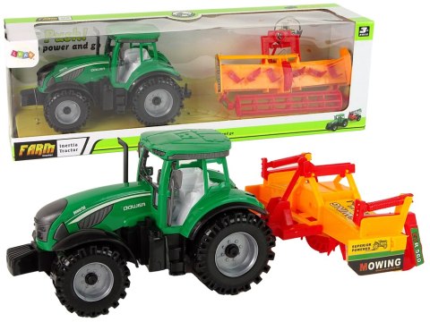 Zielony Traktor z Pomarańczowym Kultywatorem Napęd dla Dzieci Zielony Traktor z Pomarańczowym Kultywatorem Napęd dla Dzieci