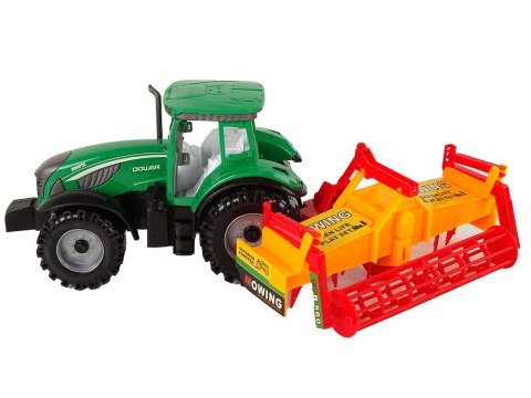 Zielony Traktor z Pomarańczowym Kultywatorem Napęd dla Dzieci Zielony Traktor z Pomarańczowym Kultywatorem Napęd dla Dzieci