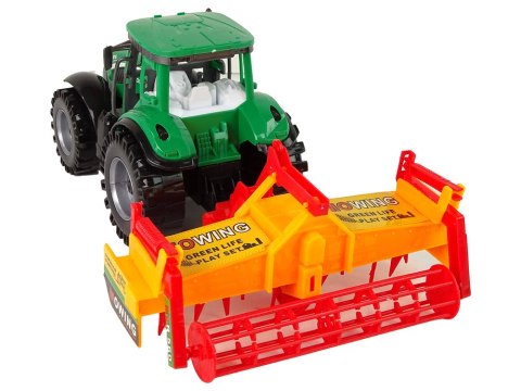 Zielony Traktor z Pomarańczowym Kultywatorem Napęd dla Dzieci Zielony Traktor z Pomarańczowym Kultywatorem Napęd dla Dzieci