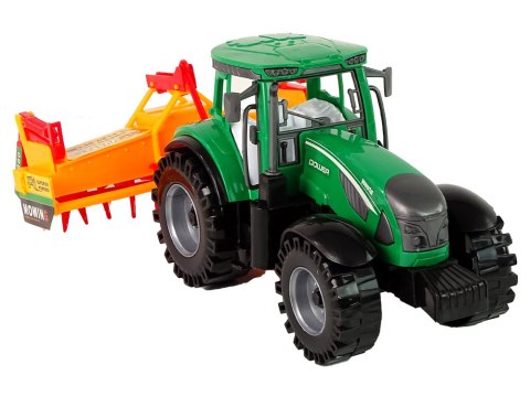 Zielony Traktor z Pomarańczowym Kultywatorem Napęd dla Dzieci Zielony Traktor z Pomarańczowym Kultywatorem Napęd dla Dzieci