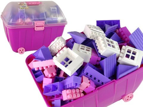 Kuferek Mały Pastelowy Różowy Klockami K2 180 Elementów Kuferek Mały Pastelowy Różowy Klockami K2 180 Elementów