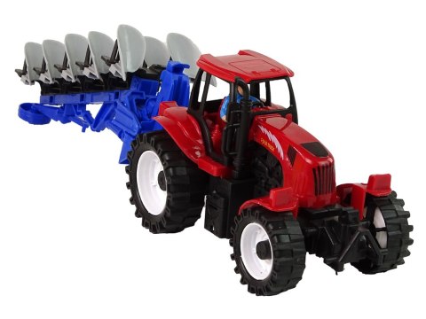 Traktor z Pługiem Plastikowy Czerwony Niebieski Traktor z Pługiem Plastikowy Czerwony Niebieski