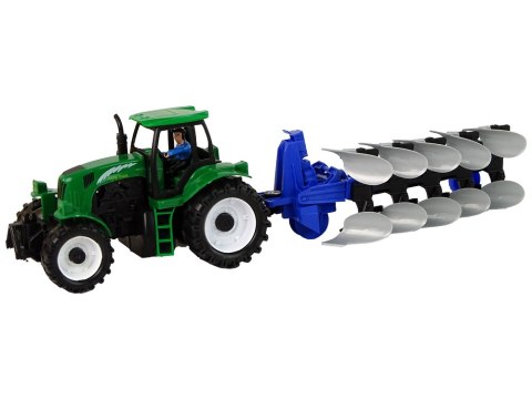 Traktor z Pługiem Plastikowy Zielony Niebieski Traktor z Pługiem Plastikowy Zielony Niebieski