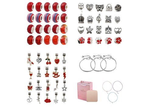 Zestaw Do Tworzenia Robienia Biżuterii, Bransoletek, Charmsy, Zawieszki, Koraliki ODCIENIE CZERWIENI + Etui Zestaw Do Tworzenia Robienia Biżuterii, Bransoletek, Charmsy, Zawieszki, Koraliki ODCIENIE CZERWIENI + Etui