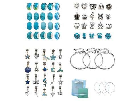 Zestaw Do Tworzenia Robienia Biżuterii, Bransoletek, Charmsy, Zawieszki, Koraliki ODCIENIE NIEBIESKIEGO + Etui Zestaw Do Tworzenia Robienia Biżuterii, Bransoletek, Charmsy, Zawieszki, Koraliki ODCIENIE NIEBIESKIEGO + Etui