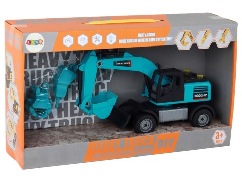 Koparka Zestaw DIY Niebieska Pojazd Budowlany Wiertnica Chwytak Koparka Zestaw DIY Niebieska Pojazd Budowlany Wiertnica Chwytak