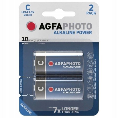 2x BATERIA AGFAPHOTO C LR14 R14 1.5V ALKALICZNA 2x BATERIA AGFAPHOTO C LR14 R14 1.5V ALKALICZNA
