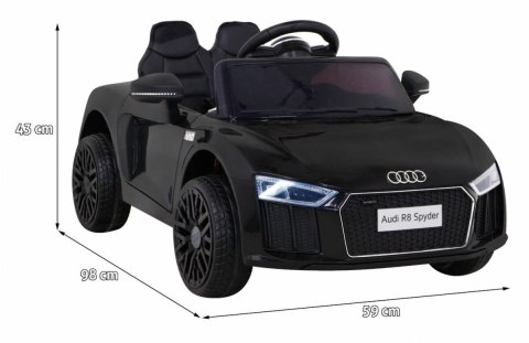 Audi R8 na akumulator dla dzieci Czarny + Pilot + EVA + Wolny Start + MP3 LED Audi R8 na akumulator dla dzieci Czarny + Pilot + EVA + Wolny Start + MP3 LED