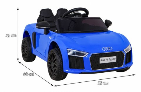 Audi R8 na akumulator dla dzieci Niebieski + Pilot + EVA + Wolny Start + MP3 LED Audi R8 na akumulator dla dzieci Niebieski + Pilot + EVA + Wolny Start + MP3 LED