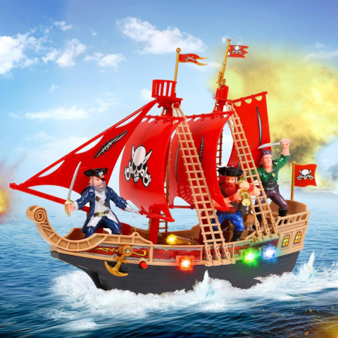 STATEK PIRACKI DUŻY DŹWIĘKI + ŚWIATŁA ŁÓDŹ OKRĘT PIRATÓW STATEK PIRACKI DUŻY DŹWIĘKI + ŚWIATŁA ŁÓDŹ OKRĘT PIRATÓW