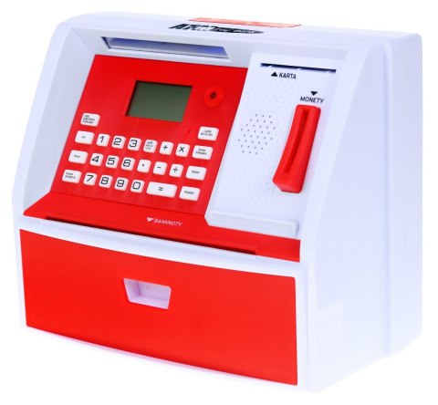 Bankomat z kartą Skarbonka dla dzieci 3+ czerwony Interaktywne funkcje + Tryb oszczędzania Bankomat z kartą Skarbonka dla dzieci 3+ czerwony Interaktywne funkcje + Tryb oszczędzania