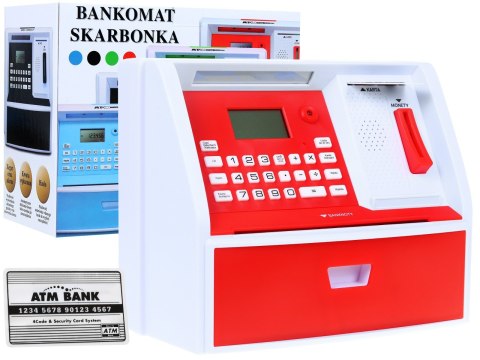 Bankomat z kartą Skarbonka dla dzieci 3+ czerwony Interaktywne funkcje + Tryb oszczędzania Bankomat z kartą Skarbonka dla dzieci 3+ czerwony Interaktywne funkcje + Tryb oszczędzania