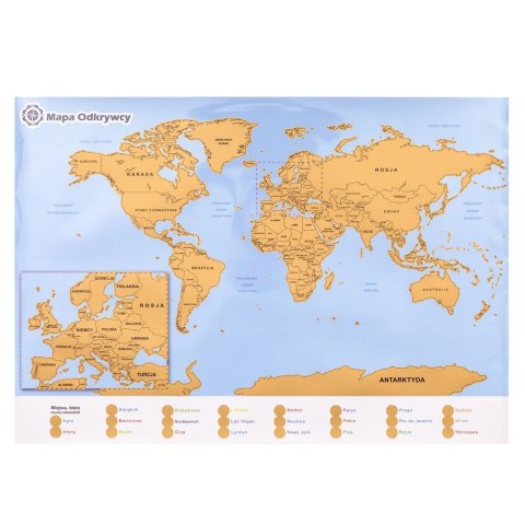 Mapa Świata Zdrapka dla Podróżnika na Prezent