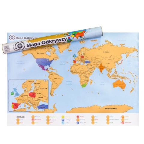 Mapa Świata Zdrapka dla Podróżnika na Prezent
